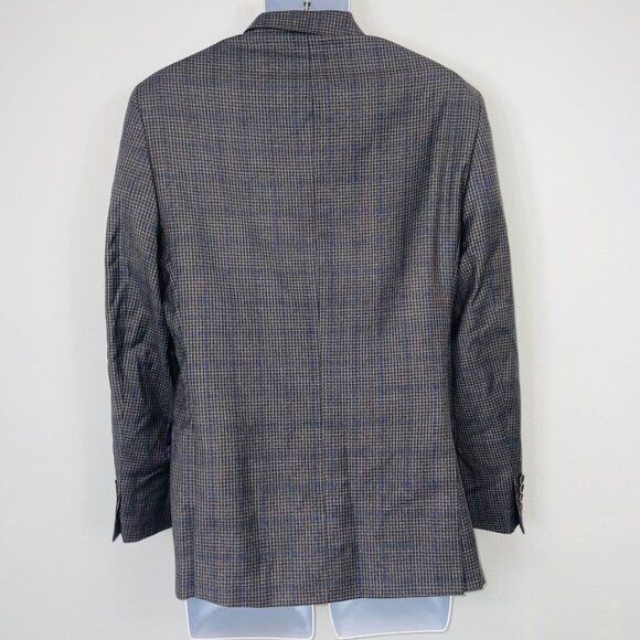 DKNY Mens M Blazer Gray Black Windowpane Plaid Suit Jacket - Picture 6 of 12